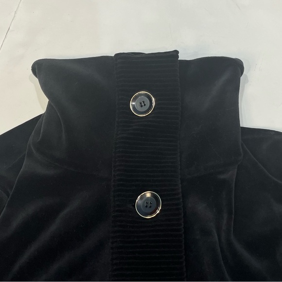 Jones New York Black Velvet Velour Large Button Tracksuit Women Size Medium - Picture 8 of 16